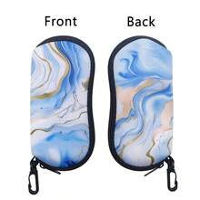 1pc Wave Art Painting Marble Eyewear Cases Cover Sunglasses Case Starry Sky Sun Moon Face Glasses Box With Zipper Portable Eyeglass Cases - Multicolor - View 19