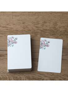 20张/套圆角空白DIY绘画卡、厚纸板贺卡、花卉图案卡、白卡纸礼品卡、手写祝福卡 - 彩色 - 查看 20