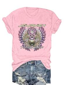 100% Cotton T-Shirt Women's Casual Short Sleeve Round Neck T-Shirt - 粉色 - 查看 3