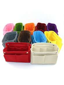 Multi-Pocket Portable Felt Travel Backpack Insert Storage Bag - Organize Cosmetics And Accessories With Ease - Chemical Fiber Material, No Printing, Compact And Lightweight Design