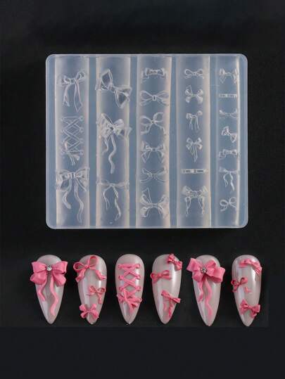 1pc 3D Butterfly Shaped Silicone Nail Mold, Self-Adhesive DIY Nail Mold, Nail Salon Accessories & Tools, Unscented Nail Decoration, Suitable For Women And Girls