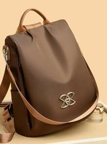 优雅防盗背包，适合女士购物和外出，大容量单肩包，女士多功能尼龙背包，学校用品，学校背包，书包，学校背包，返校，轻便，经典休闲，便携，适合少女、女大学生、新人和白领人士，非常适合返校 - 咖啡棕 - 查看 4