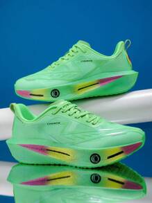 L.S.W.P 男士透气公路跑鞋 - 减震耐磨鞋底，EVA 缓冲，轻质低帮运动鞋，条纹设计，适合健身、慢跑和日常穿着，时尚运动风格，配有 EVA 软鞋垫