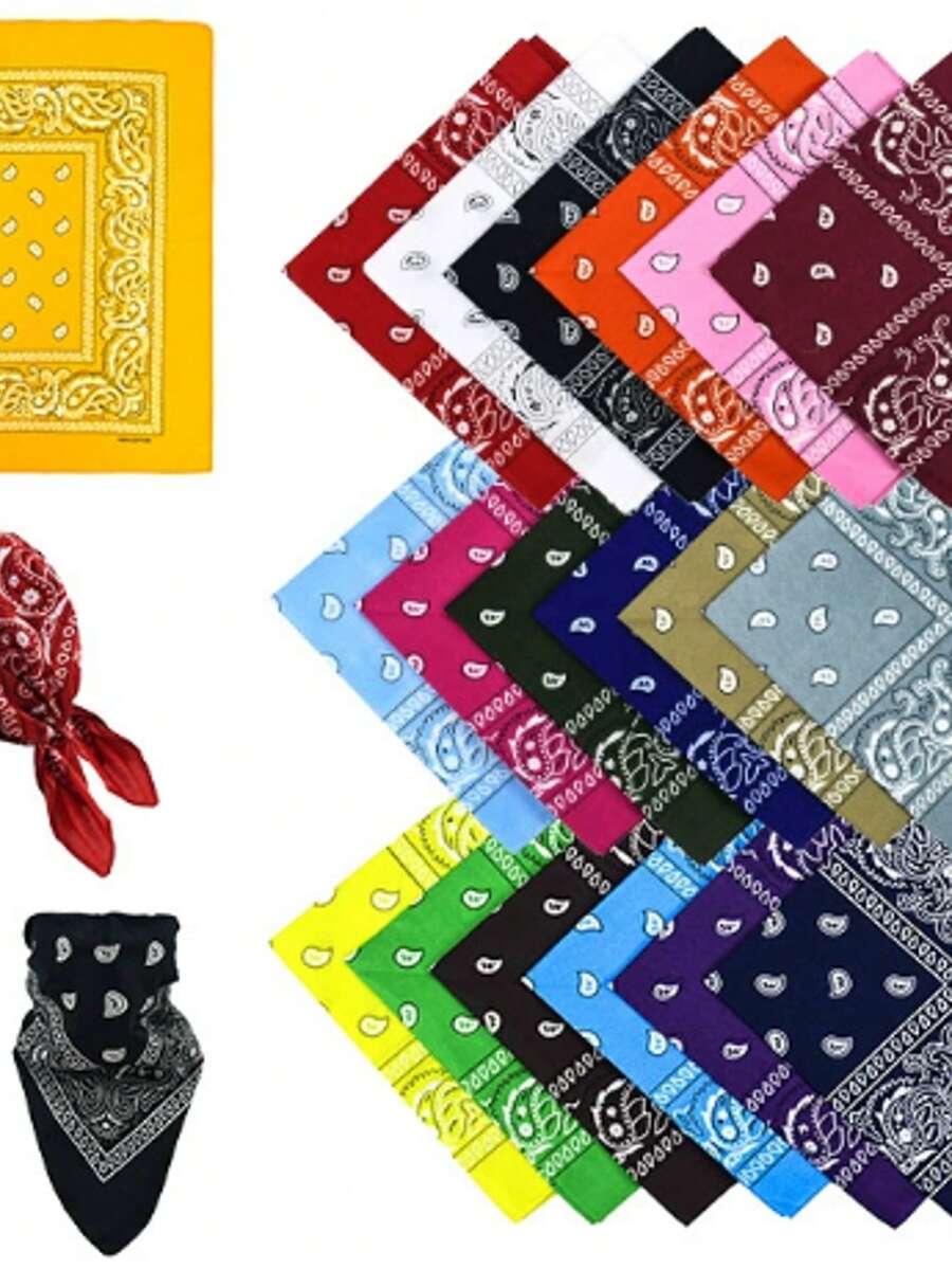 Kit 12/24/36/48 Printed Bandanas And Scarves - Rock Fashion - Polyester - Multicolor - View 1