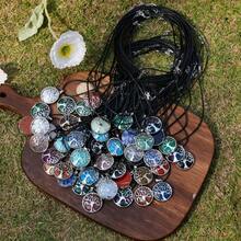 12pcs Natural Stone Pendant Set Natural Stone Round Tree Life Pendant With 5pcs Necklace Bohemian Style Handcrafted Necklace Accessories Perfect Gift For Valentine'S Day, Mother'S Day, Or Birthdays