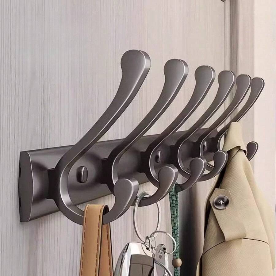 门上挂钩，无需钻孔壁挂式衣帽架，衣帽架，玄关衣橱挂钩，多功能家用衣架 - 彩色 - 查看 1