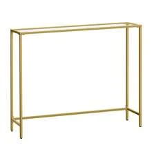 VASAGLE Console Table, Side Table, Tempered Glass Tabletop, Modern Sofa Table, Easy Assembly, With Adjustable Feet, For Living Room, Hallway, Gold And Transparent - Gold - View 8