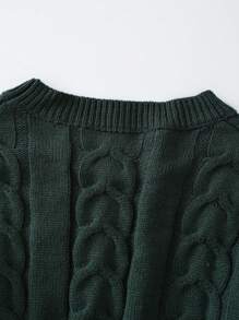 1pc Men's Christmas Sweater, Acrylic Knit Fabric, Green Fashionable Cable Knit Texture, Vintage Style For Home, Travel, School, Versatile, Excellent Gift For Men, Fall Winter, Grunge Style