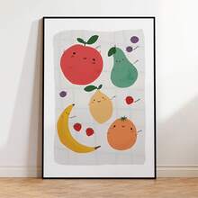 1 件现代幸福水果墙面艺术版画帆布画海报图片客厅儿童卧室防水家居装饰无框 - 多色可選 - 查看 7