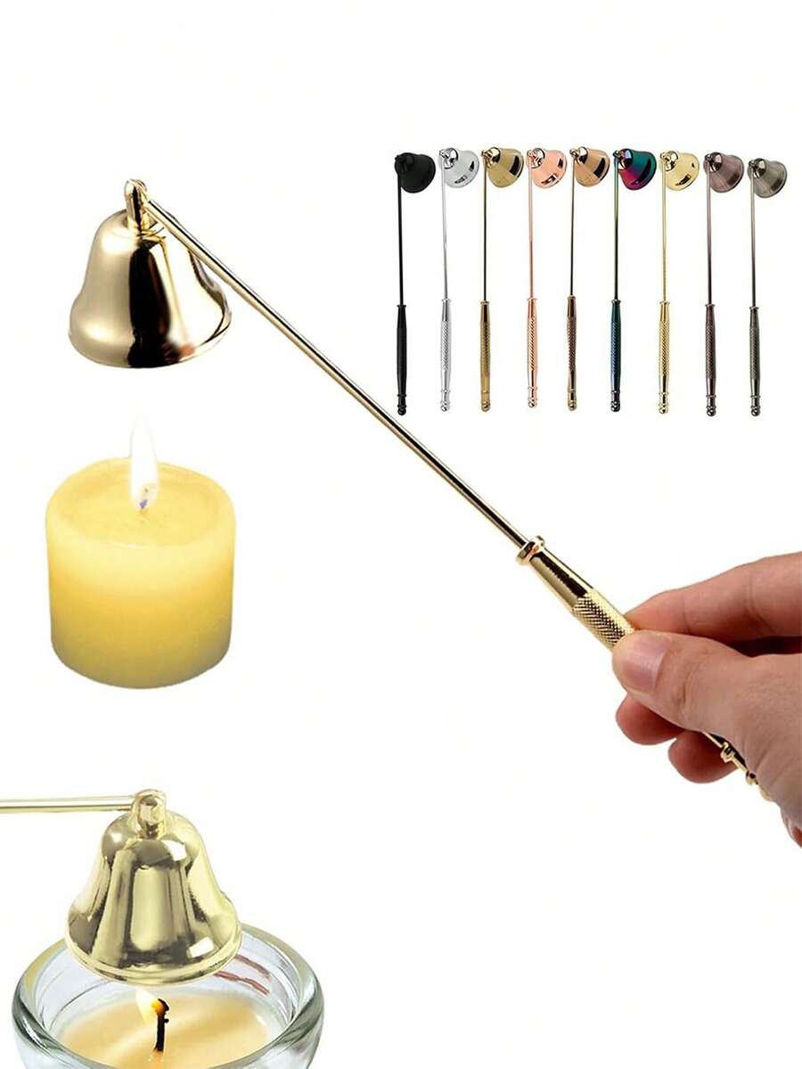 Edelstahl Kerzenlöscher Glocke Kerzenlöscher mit langem Griff, Edelstahl Löscher für Teelichter mit 360-Grad drehbarem Kopf, Kerzenlösch-Werkzeug