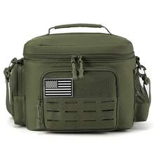13L Men's Tactical Lunch Bag Heavy Duty Durable Lunch Box Insulated Cooler Adult Meal Insulated Bag For Office, Picnic Camping, Outdoor Activities Strap MOLLE Webbing - xanh quân đội - Xem 2