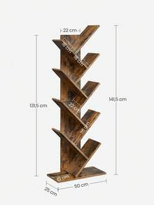 VASAGLE Tree Bookshelf, 8-Tier Floor Standing Bookcase, With Wooden Shelves For Living Room, Home Office, Rustic Brown - Coffee Brown - View 6