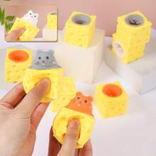 1/3/5 قطعة ألعاب سكويشي فوفو عشوائية الألوان، لعبة ضغط الفأر الجبن لتخفيف التوتر، لعبة فأر الجبن المطاطية، ألعاب حسية ممتعة، ألعاب جميلة بشكل الجبن لتخفيف التوتر للأطفال والبالغين - متعدد الألوان - مشاهدة 6