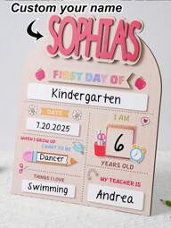 Customized "First Day Of School" Sign, Customized "Last Day Of School" Sign, Customized Name Tag, Reusable Preschool/Kindergarten Return To School Sign, "First Day Of School" Announcement Board, Personalized Back To School Sign