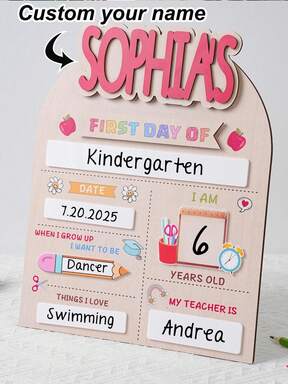Customized "First Day Of School" Sign, Customized "Last Day Of School" Sign, Customized Name Tag, Reusable Preschool/Kindergarten Return To School Sign, "First Day Of School" Announcement Board, Personalized Back To School Sign