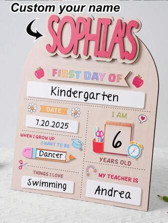 Customized "First Day Of School" Sign, Customized "Last Day Of School" Sign, Customized Name Tag, Reusable Preschool/Kindergarten Return To School Sign, "First Day Of School" Announcement Board, Personalized Back To School Sign