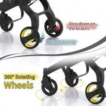 Cochecito De Bebé: Marco De Aluminio, Parasol, Asiento Reclinable Y Diseño Plegable Horizontal, Portátil Para Compras, Uso En Viajes Al Aire Libre. - 黑色 - 查看 3