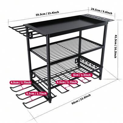 Wandhalterung für Elektrowerkzeug-Organizer, robuste Werkzeug-Organizer und Lagerregal für die Garage, Werkzeug-Organizer aus Metall für die Garagenwerkstatt