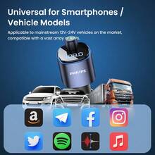 PHILIPS Bluetooth 5.0 FM Transmitter Wireless Radio Adapter Car Kit With Dual USB Charging, Audio Receiver Car Charger MP3 Player, Support Hands-Free Calling - Car Bluetooth Receiver - View 4