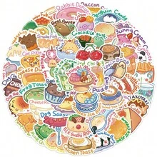 50 Hand-Painted English Cartoon Animal Food Graffiti Stickers For Decorating Luggage And Notebooks - Multicolor - View 1