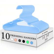 10/20/30pcs Sturdy Plastic Hangers - Non-Slip, (White, Black, Blue, Pink, Green, Gray) With Grooved Shoulders For Firm Grip - Ideal For Home Closet, Dorm And Wardrobe Organization