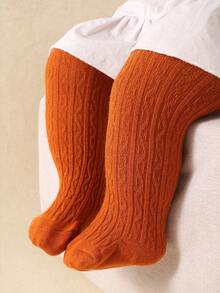 3 条装女婴紧身裤厚针织打底裤长袜连裤袜适合新生儿婴幼儿紧身裤，女婴保暖打底裤适合秋冬季