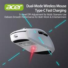 Acer Mouse OMR227: Switch Between Three Devices In Seconds (Bluetooth + 2.4G), Type-C Fast Charging, Long-Lasting Battery Life, Silent Buttons, Wear-Resistant Material, Minimalist And Lightweight, Perfect For Mobile Office Use, Multi-Device Wireless Charging Mouse, Black