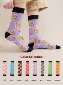 1 par de calcetines de longitud media para mujer, calcetines personalizados con cara de gato, calcetines personalizados con cara de mascota, calcetines divertidos personalizados con fotos como regalos para mujeres, regalos personalizados de San Valentín y cumpleaños como obsequios para mascotas queridas, novias, novios, sus padres y mejores amigos. Perrito, perro, gatitos, gato, de moda, coloridos, lindos, adorables, divertidos, relajantes, cálidos. Personalizados, únicos, regalos personalizados, hallazgos de tesoros, moda de invierno, regalo de Navidad, regalos personalizados para hombres/mujeres, regalos ideales para él, familia, abuelos, niños, sala de estar, dormitorio, para graduación, para invierno, para Navidad, para otoño, para fiestas, para aniversarios