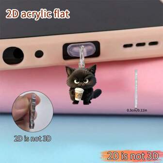 1 件 2D 可爱猫咪咖啡主题手机防尘塞：适用于 USB/Type-C 连接器 - 亚克力手机保护套，完美的节日礼物