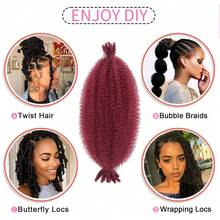 Extensii de păr împletite africane elastice, pre-separate, cubaneze, răsucite, croșetate, pentru femei - Burgundia - Vizualizare 5