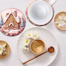 2 piezas/4 piezas/6 piezas Manteles individuales de silicona con estampado de casa de jengibre, decoración navideña, adecuados para mesa de comedor, bar de café, todo el año, manteles lavables para mesa, decoración de habitación, posavasos, manteles de escurrimiento, manteles individuales de cocina y comedor, decoraciones de fiesta interior y exterior, decoración del hogar, regalo ideal