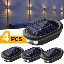 1/2 件 6LED 冷/暖光户外太阳能壁灯，庭院花园装饰照明，适合户外、圣诞节、万圣节、返校礼物 - 升級款-凸鏡壁燈 - 查看 13