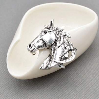 1 pieza Broche de cabeza de caballo de aleación, broche con tema animal, alfiler de solapa de moda para chaqueta de hombre, accesorio para uso diario, regalo de Navidad