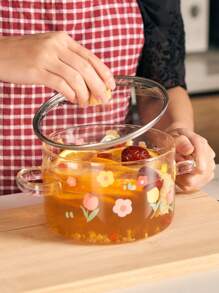 高端硼硅酸盐玻璃烹饪锅 - 仙人掌、郁金香、玫瑰图案 - 适合汤、面条、酱汁等 - 非常适合家庭和餐厅使用，适合圣诞节、感恩节、万圣节等节日 - 彩色 - 查看 8