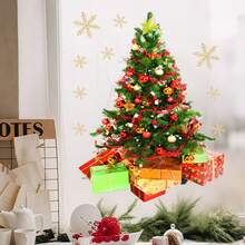 Naklejki samoprzylepne w kształcie choinki, dekoracje do domu, świąteczne naklejki na szyby sklepowe