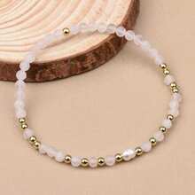 Pulsera elástica de cuentas de cristal natural (perla de agua dulce/aguamarina/aventurina verde/amatista/lapislázuli/cuentas facetadas de cuarzo rosa), ajustable y unisex, regalo de joyería para fiestas y cumpleaños