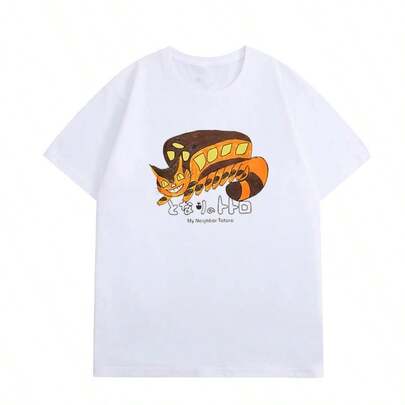 （) Japanese Anime Ghibli T-Shirt  Spirited T-Shirt Men Cotton T-Shirt Top Summer Women Cotton T-Shirt Men Clothing