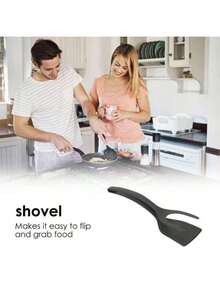 2 In 1 Multipurpose Spatula Nylon Spatula Pancake Steak Egg Meat Kitchen Set - màu đen - Xem 4