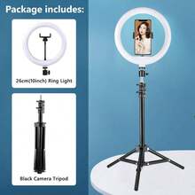 AXNEN 10-Inch LED Ring Light With 43.3-Inch Stable Tripod, Suitable For Photography, Video Shooting, Outdoor Live Streaming, Makeup, Compatible With All Smartphones - Black - View 9