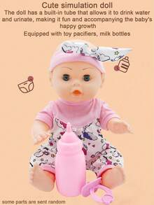 29 厘米栩栩如生的婴儿娃娃玩具，可互动的娃娃可以睁开/闭上眼睛、喝水、小便、让爸爸妈妈哭和笑，适合男孩女孩的生日圣诞礼物（包括奶嘴和奶瓶）