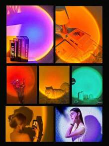 1 个 LED 日落氛围灯（带 RGB 16 色遥控器）- 可为客厅装饰、卧室氛围照明、节日装饰、送礼、节日庆祝、情侣约会和彩带背景装饰营造温馨氛围，以及影响者直播氛围营造、LED 投影氛围照明和绚丽彩虹照明