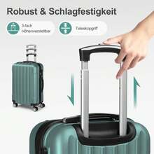 SUNROAD A Stylish Set Of ABS Suitcases With Vertical Stripes, Four-In-One Design With Handles And Universal Wheels. Available In 20in, 24in, 28in Sizes And 12in Carrying Case, Featuring ABS Aluminum Golden Pull Rods In A Fashionable Rose Gold Color Scheme - 綠松石 - 查看 6