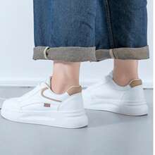 Thick-Soled Women's White Sports Shoes! Simple Pure White / Invisible Height Increase, Soft And Elastic Leather For A Luxurious Feel, Cloud-Like Sole For Walking Without Tiring Feet! Suitable For Daily Outings, Work Commuting, Dating And Shopping, Sports And Leisure, Suitable For All Kinds Of Sports - Màu Khaki - Xem 6