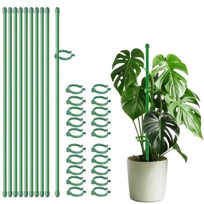 5/10/20PCS Plant Stakes, Green Plant Sticks Support, Plant Support Stakes Suitable For Indoor And Outdoor Plants, Green Plant Stick Support For Potted Tomato Peony Lily Rose And Other Plants Floral Vegetable (Veelvuldige Lengtes Om Van Te Kies)