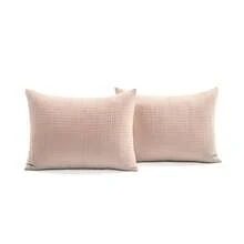 LUSH DECOR Solid Kantha Pick Stitch Yarn Dyed Cotton Woven Quilt/Coverlet Light Gray/White 3Pc Full/Queen Halloween-Fall Decor-Room Decor - 腮紅/白色 - 查看 4