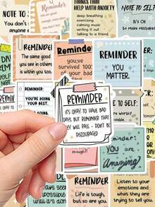 50pcs Cartoon Doodle Reminder Note Stickers For DIY Decoration On Laptop, IPad, Guitar, Water Bottle, Phone Case, - 黑色的 - 查看 8