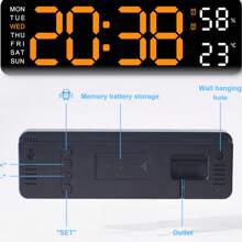 Large Display Digital Wall Clock, 9-Inch LED Wall Clock For Living Room Decoration, Digital Clock With Temperature/DST/Automatic Dimming/Humidity/Alarm - 12/24 Hour, Silent Digital Clock Suitable For Everyone,Plug-In For Use, The Battery Is Just For Memory Function (No Battery&Adapter) Gifts Birthday Graduation Clock Wall Bedroom Decor Dormitory Decor Back To School School Decor School Surprise Home Decor School Supplies