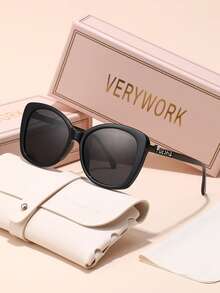 Verywork 1 件几何现代简约风格经典品牌设计女士时尚眼镜，适合街拍音乐节约会服装时尚配饰，适合夏季海滩度假、户外、旅行太阳镜，优雅风格超大方形镜框