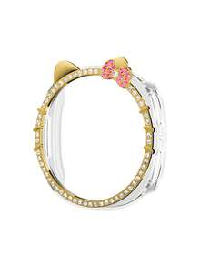 1pc Cute Cartoon Cat & Rose Gold/Silver Watch Case Protector Compatible With Samsung Galaxy Watch 7 FE 6 5 4 40mm 44mm / Watch 5 Pro 45 44mm / Watch6 43mm / Watch4 Classic 46mm, Luxury Rhinestone Jewelry Decorated, Shiny, Protective Cover For Young Fashionable Women