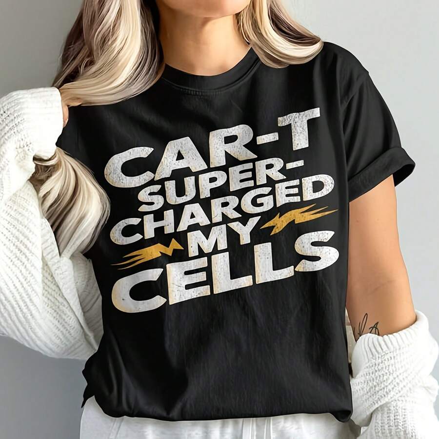 R-T Ercharged My Cells T-Shirt, Funny Chemo Shirt, Ncer Warrior Shirt, Ncer Survivor Gift, Funny Ncer Shirt, Uni - 黑色2 - 查看 1